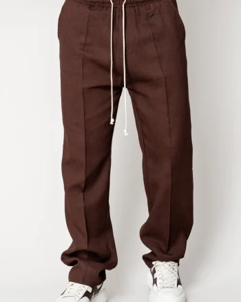 Pantaloni lung din IN cu snur Dark Brown