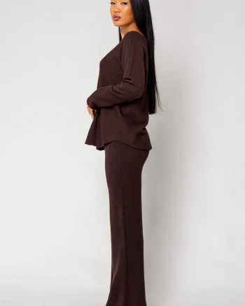 Set Vellera Pulover si Pantalon lung Brown