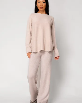 Set Vellera Pulover si Pantalon lung Beige