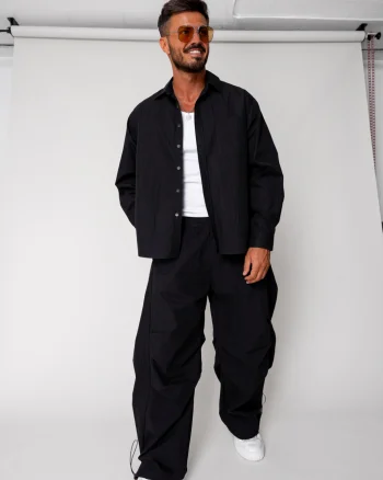Set Super Oversized Camasa si pantalon lung Black