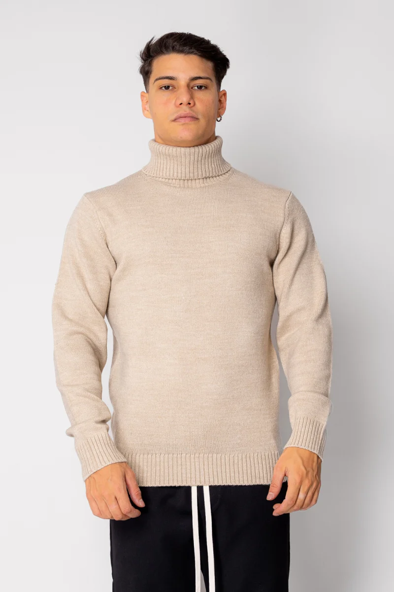 Pulover cu guler inalt Light Beige