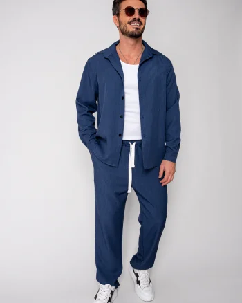 Set camasa si pantalon lung Premium Edition Dark Blue New