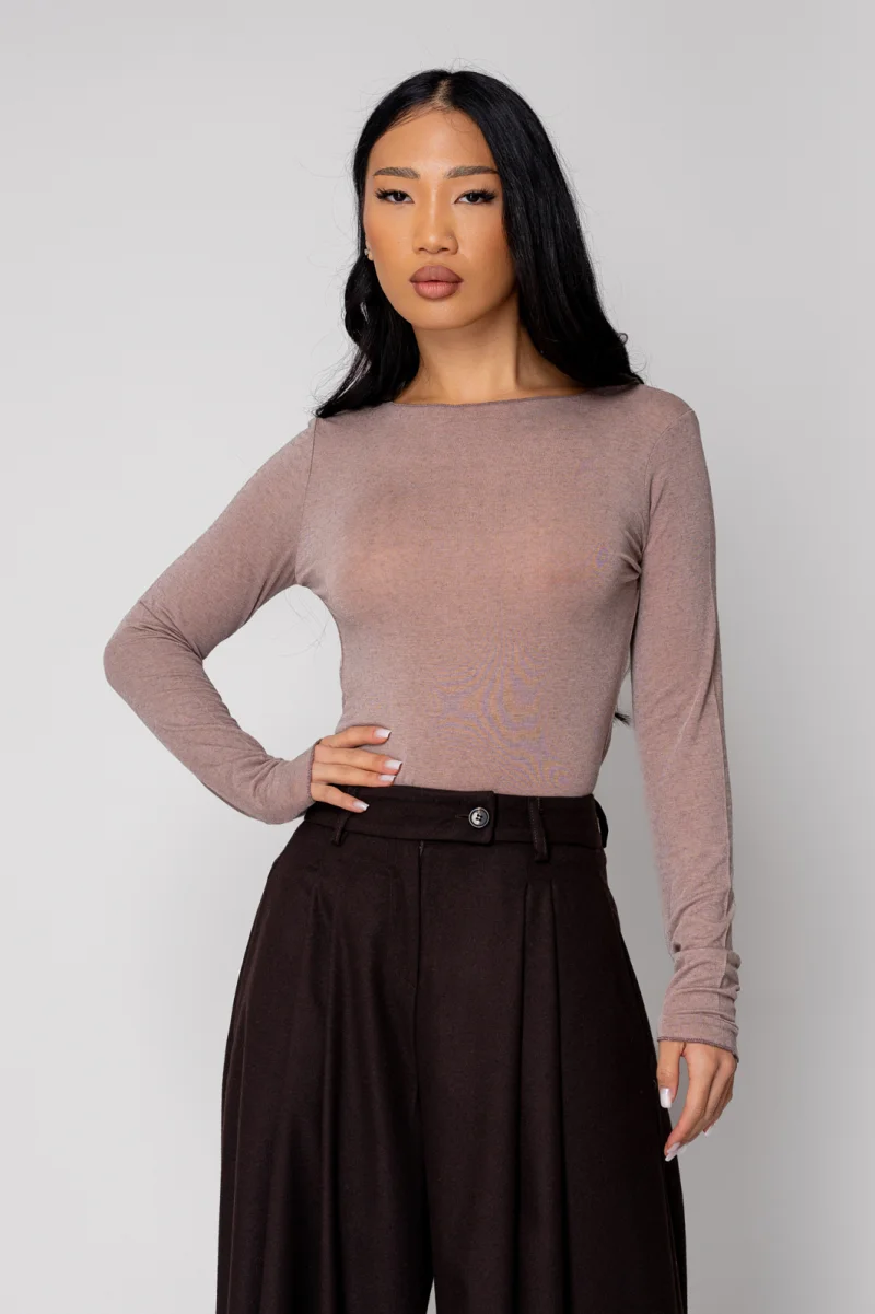 Bluza subtire din mix de casmir Light Brown