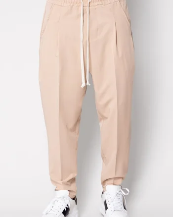 Pantalon lung larg cu snur Beige