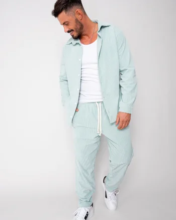 Set Camasa si Pantalon Lung drept din reiat Mint