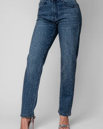 Blugi lungi cu strasuri Blue