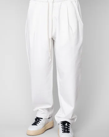 Pantaloni lung drept Oversized din 100% Bumbac - 400gr mp Premium Edition Off White