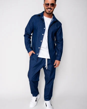 Set Maxwell din denim elastic Camasa si pantalon Premium Blue