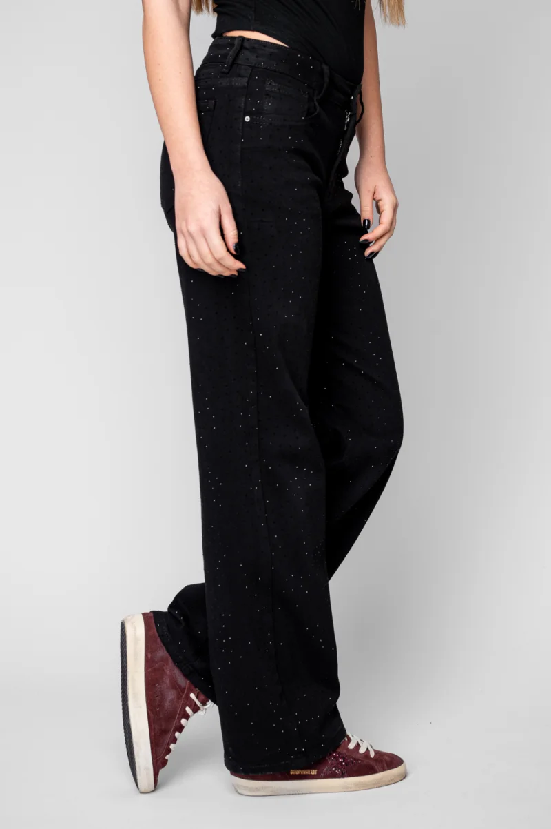 Blugi elastici cu strasuri Black