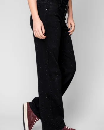 Blugi elastici cu strasuri Black