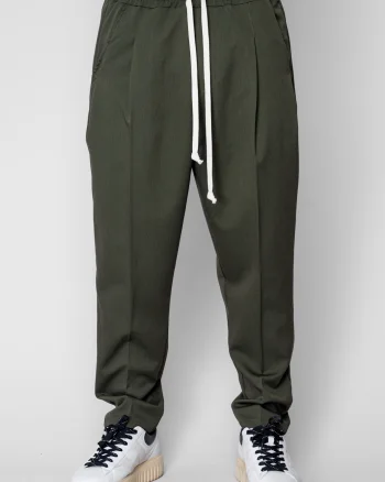 Pantalon lung larg cu snur Kaki