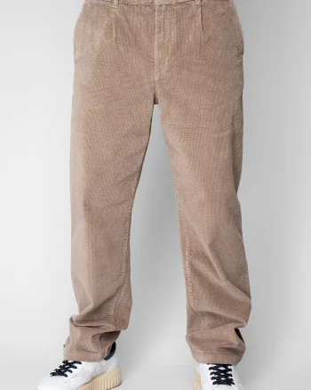 Pantaloni Relaxed Fit lung din reiat bumbac Beige