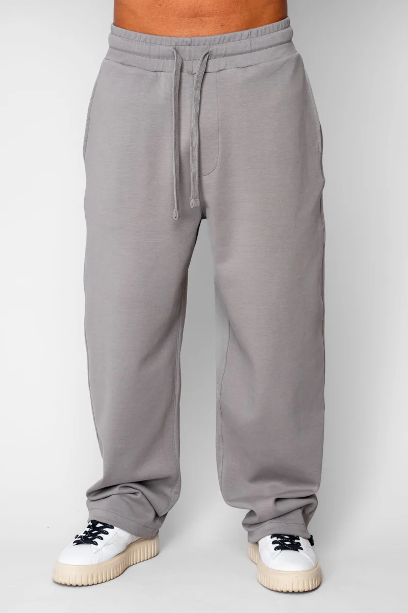 Pantaloni din bumbac, lung cu cordon elastic cu stopper la terminatie Grey