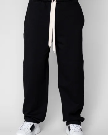 Pantaloni lung drept din 100% Bumbac Black