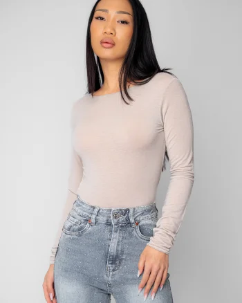 Bluza subtire din mix de casmir Beige