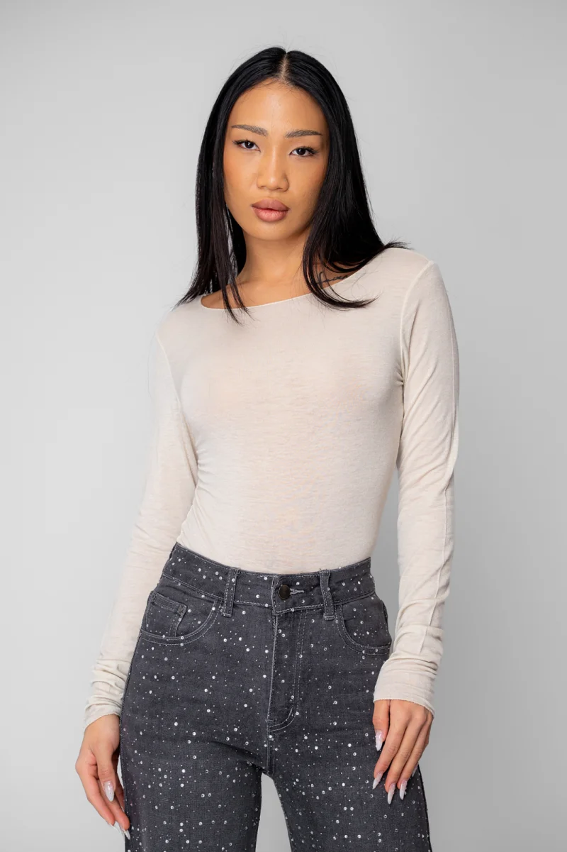 Bluza subtire din mix de casmir Cream