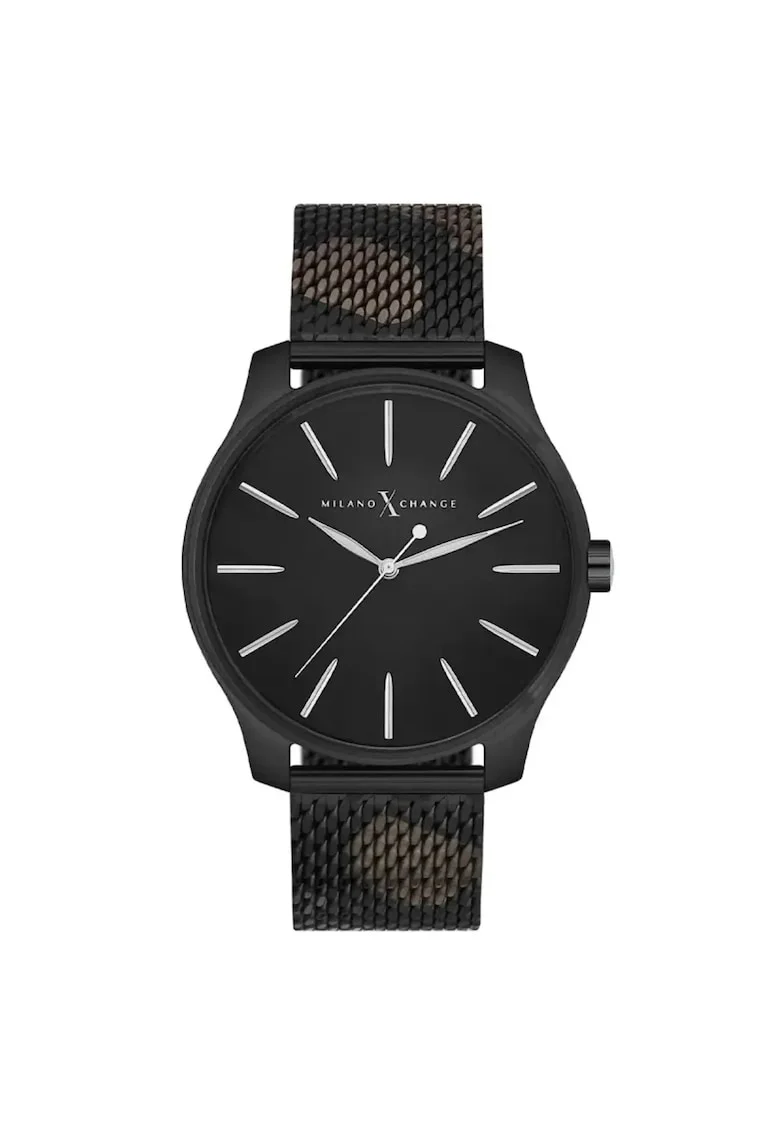 Ceas barbatesc  MEX3103, carcasa otel 44mm, curea otel, rezistent la apa 3 ATM, negru