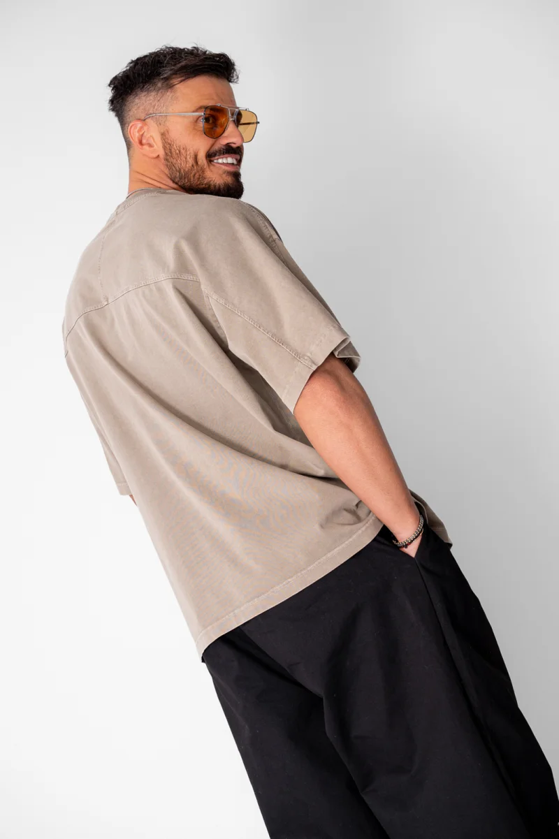 Tricou Oversize Prespalat Taupe