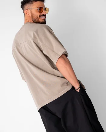 Tricou Oversize Prespalat Taupe