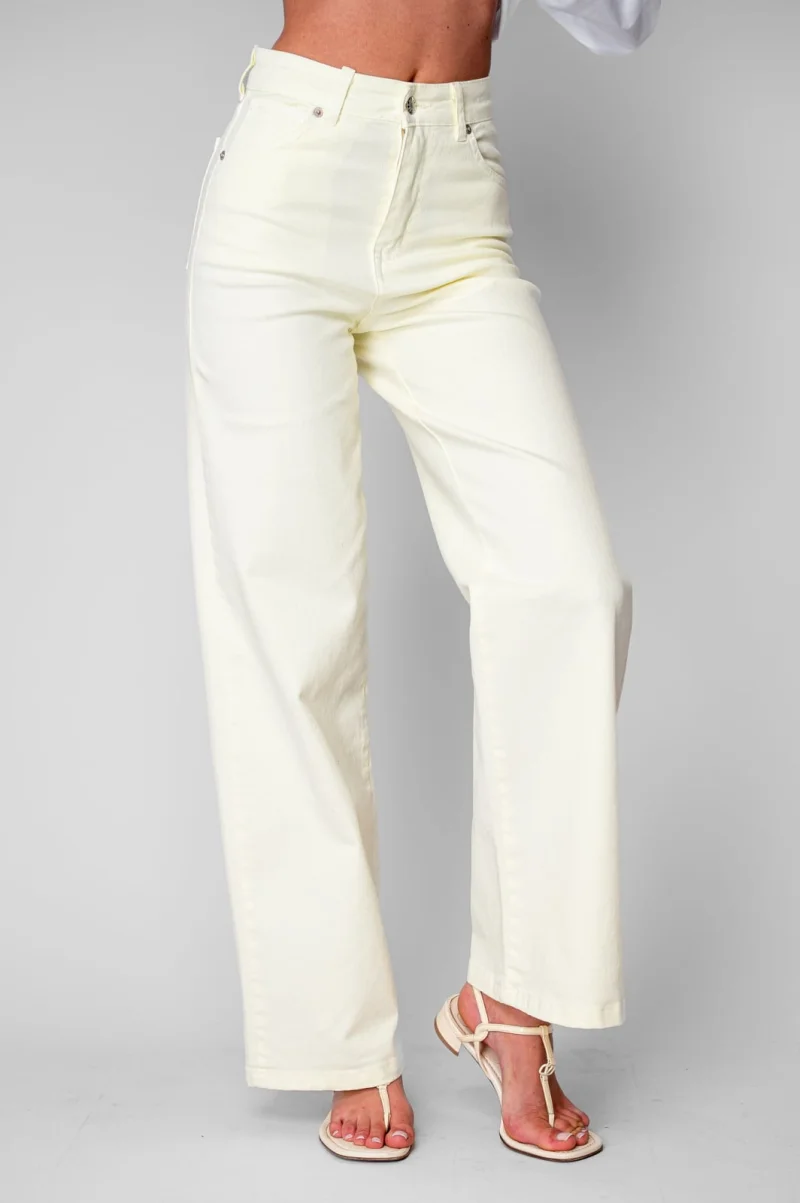 Blugi elastici largi din denim Light Yellow