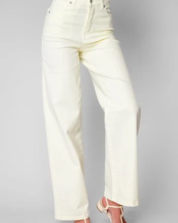 Blugi elastici largi din denim Light Yellow