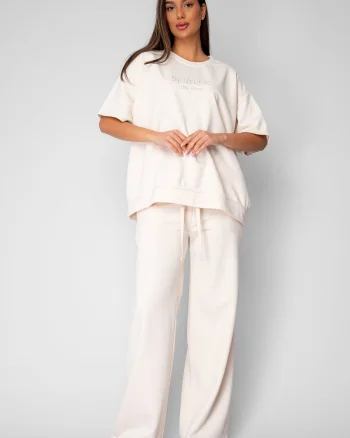 Set Oversized Tricou si Pantalon lung Beige