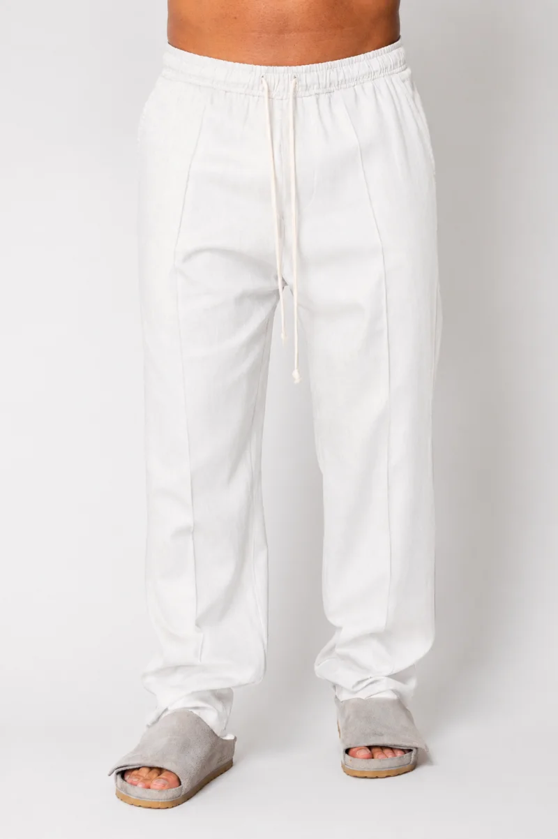 Pantaloni lung din IN cu snur White
