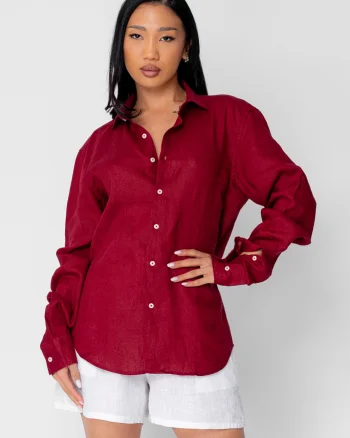 Camasa Boyfriend dIn 100% In Burgundy
