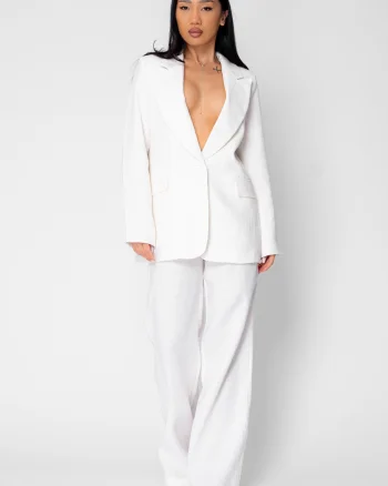 Set Sacou si Pantaloni lungi din 100% IN White