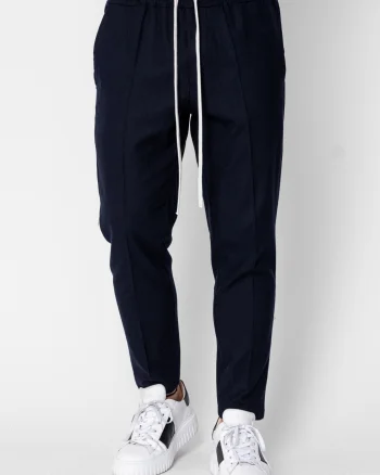 Pantaloni lung din IN cu snur conic Navy