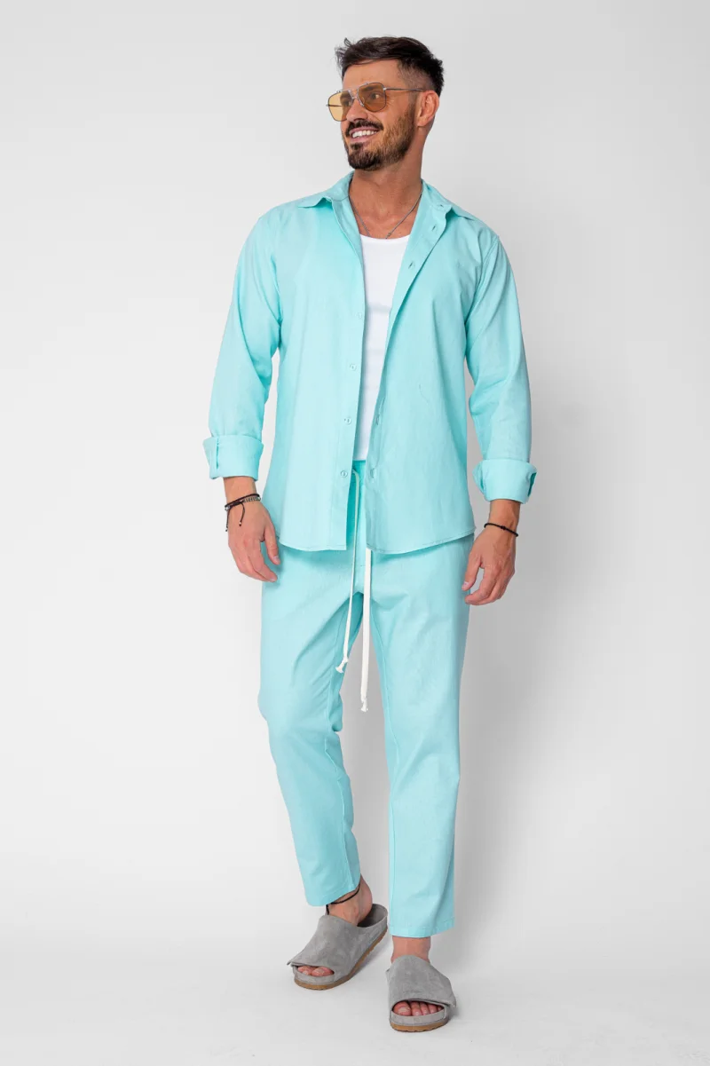 Set Lino Long camasa si pantalon lung din In Premium Edition Mint
