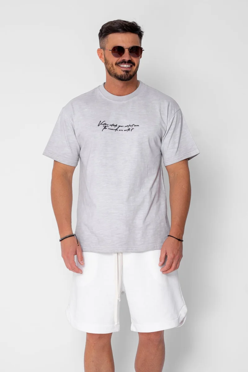 Tricou Venture Oversized imprimat Grey