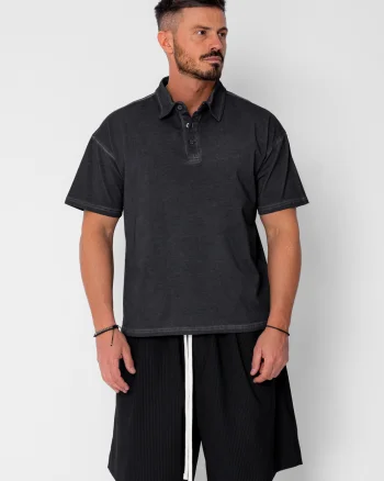 Tricou Polo Oversized Black