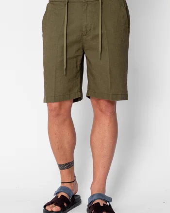 Pantaloni scurti din IN cu nasture si snur Premium Edition Dark Green