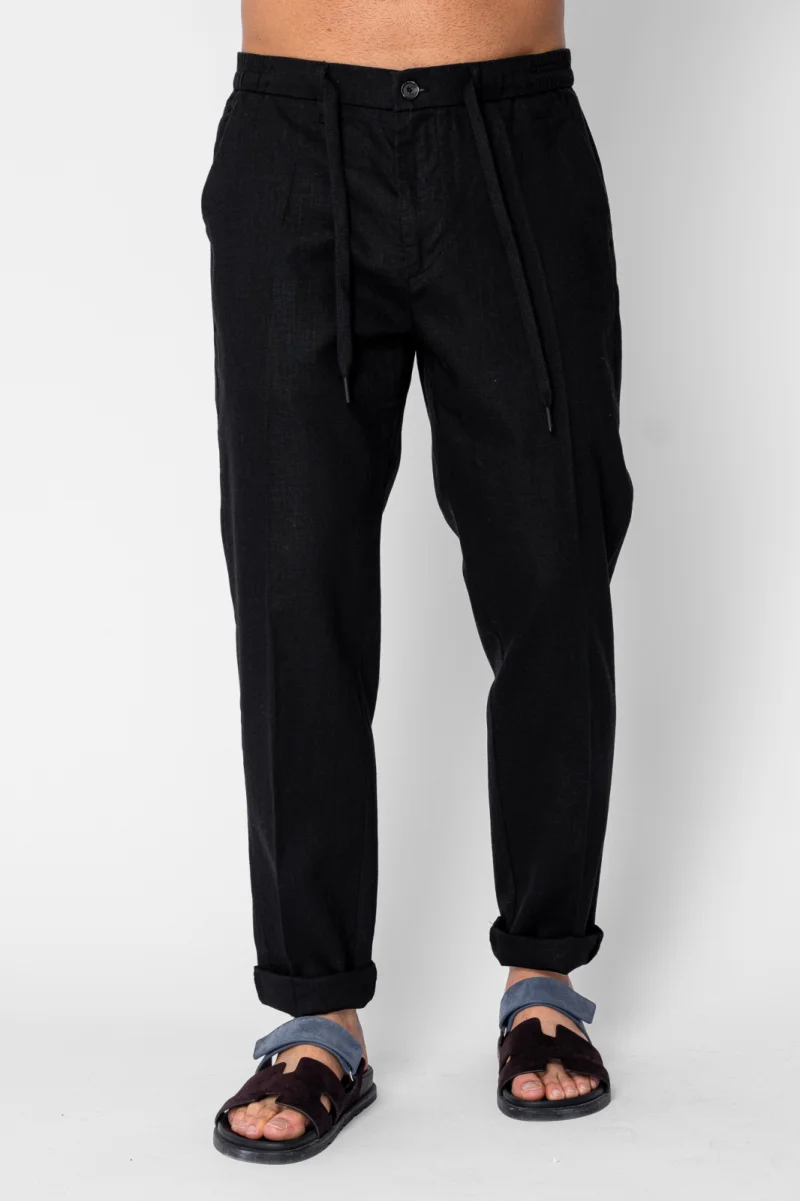 Pantaloni lung din IN cu nasture si snur Premium Edition Black