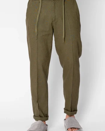 Pantaloni lung din IN cu nasture si snur Premium Edition Dark Green