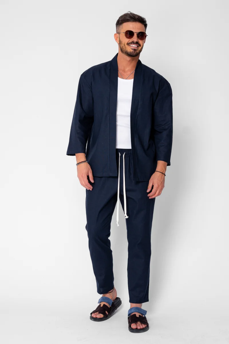 Set Tulum Jacheta tip kimono si pantalon lung Premium Edition Navy