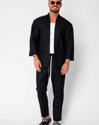Set Tulum Jacheta tip kimono si pantalon lung Premium Edition Black