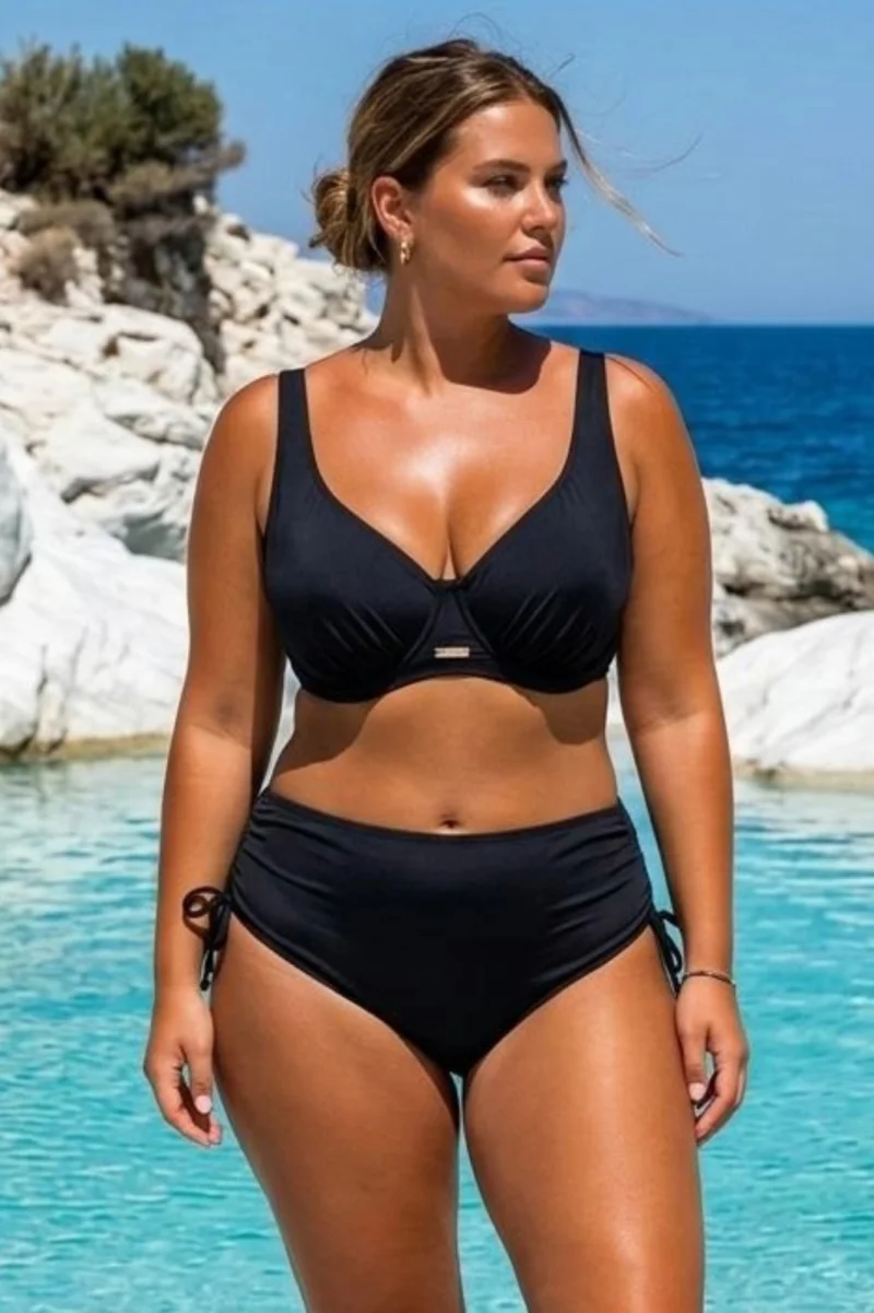 Costum de Baie Dama din Doua Piese, Negru, marime mare lm066