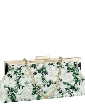 Geanta clutch alb verde cu paiete BMN-1248 06