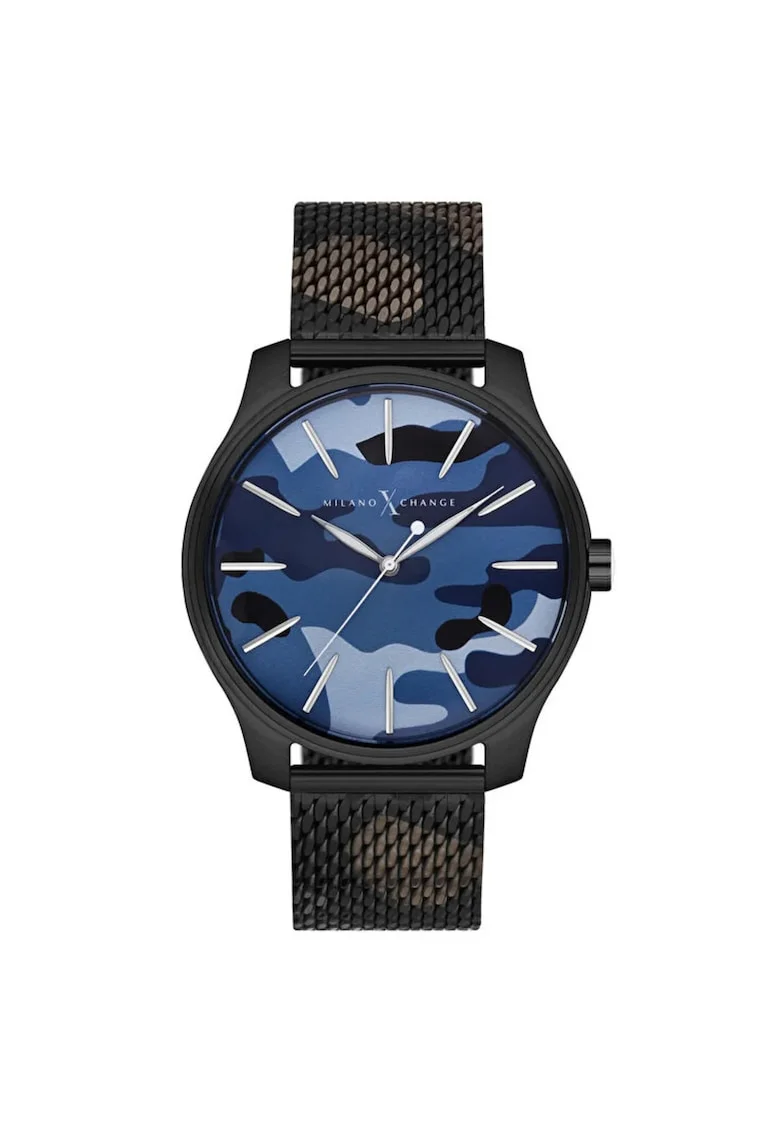Ceas barbatesc  MEX3104, carcasa otel 44mm, curea otel, rezistent la apa 3 ATM, negru