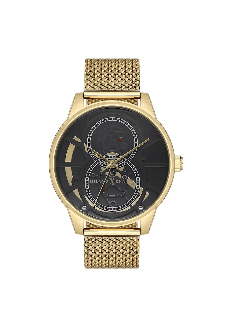 Ceas barbatesc  MEX3246, 44mm, culoare aurie, curea textila, rezistenta la apa 5 ATM