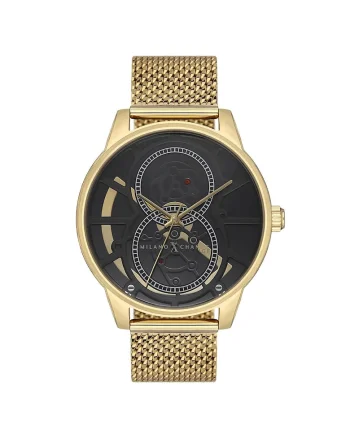 Ceas barbatesc  MEX3246, 44mm, culoare aurie, curea textila, rezistenta la apa 5 ATM