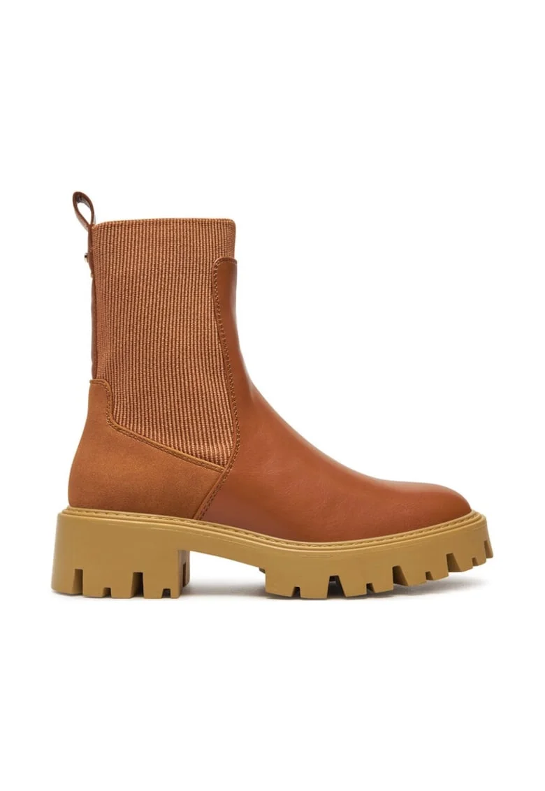 Botine dama,  84377, Piele naturala, Maro