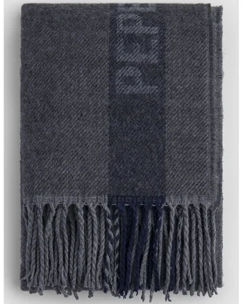 Fular cu bareta cu logo Windwood, Gri inchis/Bleumarin