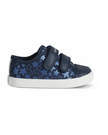 Pantofi sport cu velcro si imprimeu cu stele Gisli, Bleumarin