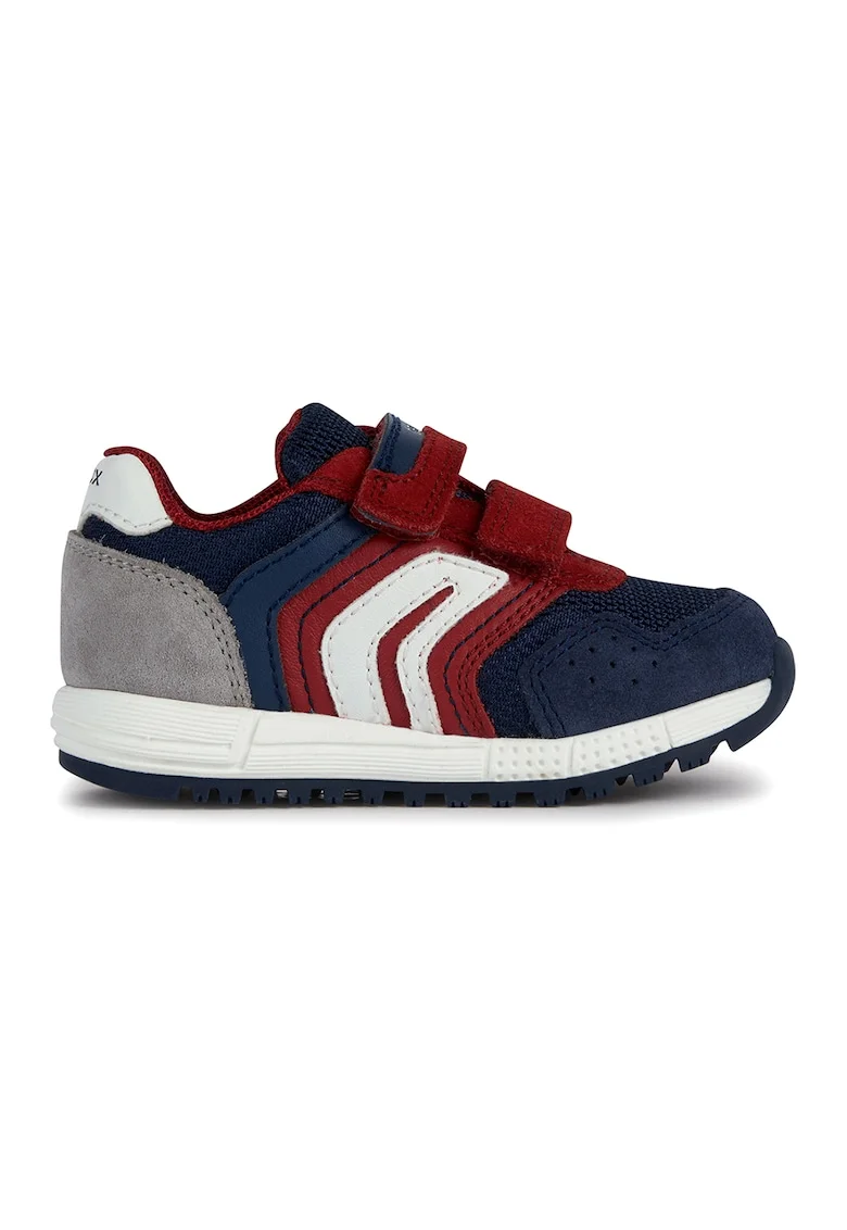 Pantofi sport cu velcro si insertii de piele intoarsa Alben, Rosu inchis/Bleumarin