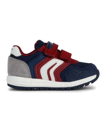 Pantofi sport cu velcro si insertii de piele intoarsa Alben, Rosu inchis/Bleumarin