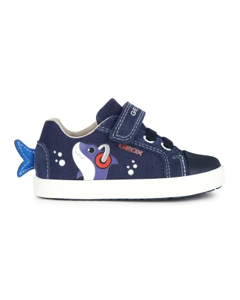 Tenisi cu insertii de piele intoarsa si velcro, Alb/Albastru indigo/Bleumarin