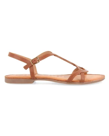 Sandale de piele cu catarama, Caramel